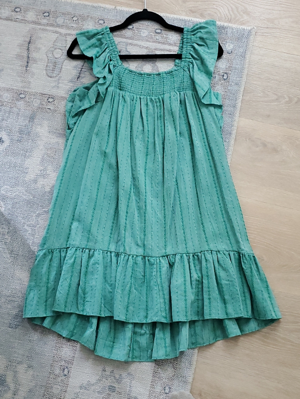 Lauren Conrad Bohemian Smocked Ruffle Sleeve Eyelet Dress Green SzXS